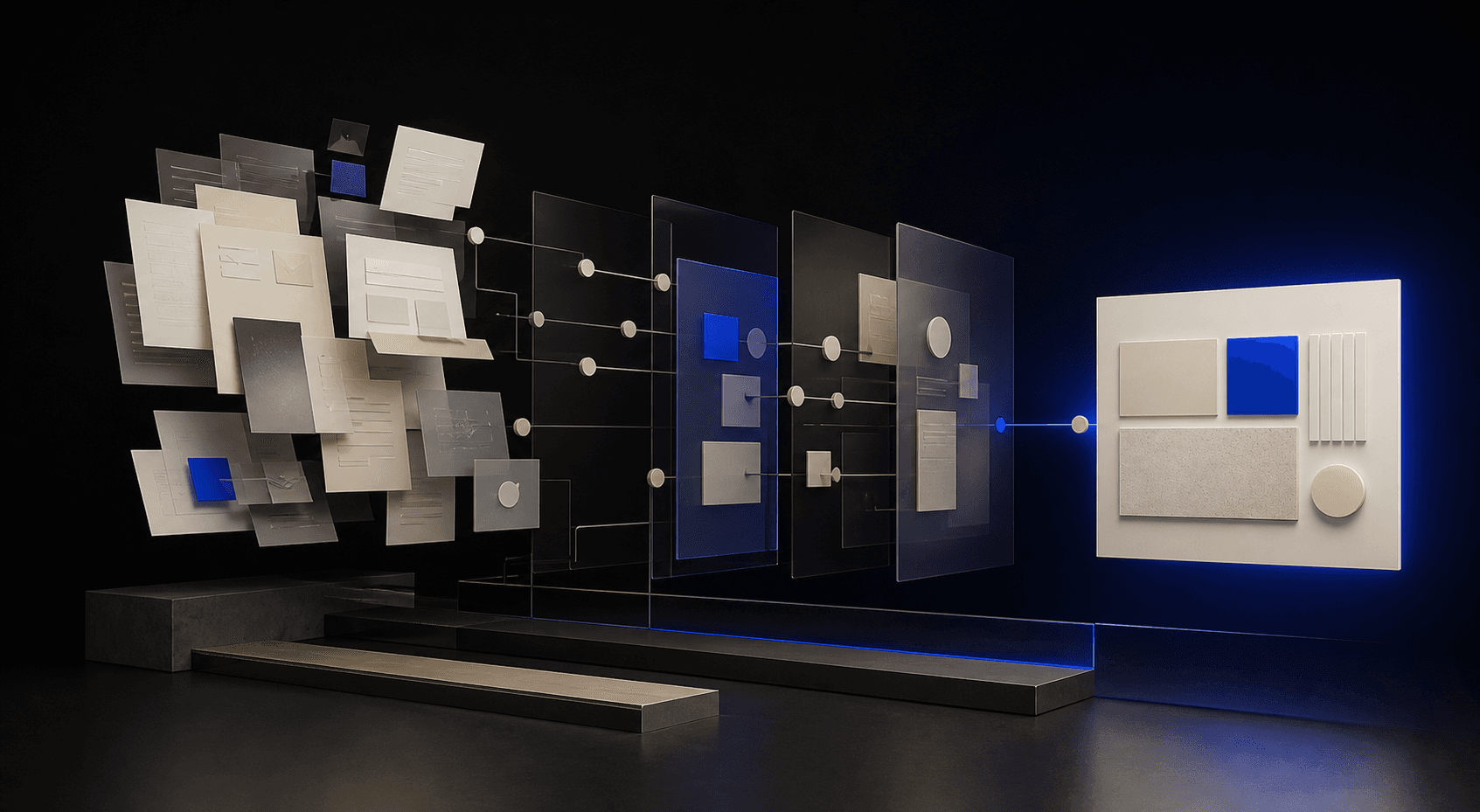 A fragmented operational context becoming a structured project and a testable product preview